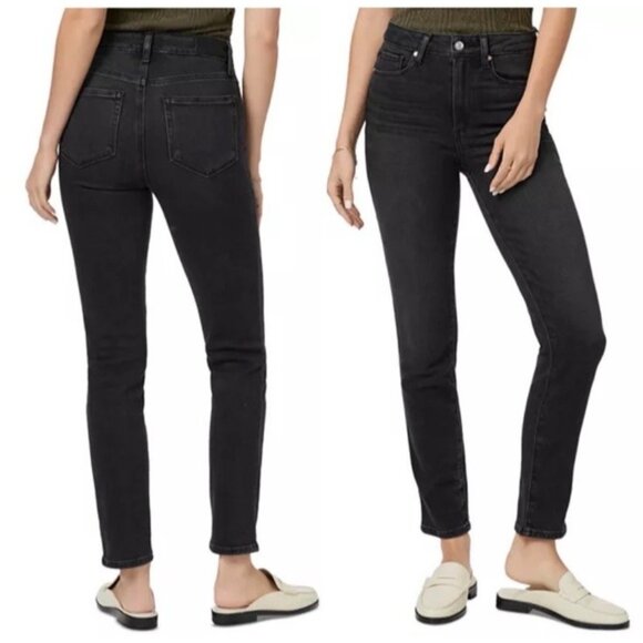New PAIGE Womens Size 28 Black Gemma High Rise Cigarette Leg Denim Jeans NWT - Picture 1 of 13